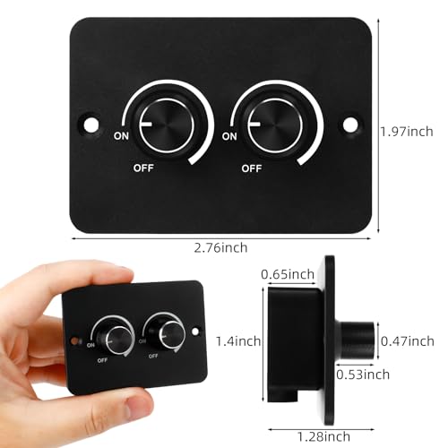 RGBZONE DC 12V 2 Gang PWM RV LED Dimmer Switch for Camper Van Trucks - color: BLACK:Dual-Channel Rotary Switch Control