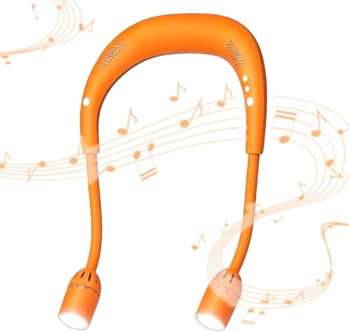 LED Neck Light with Bluetooth Speaker,Bendable Book Light 2600mAh - color: Orange