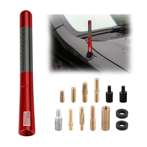 BESULEN 4.7 Inch Car Short Antenna, American Flag Design, Red - color: Red, size: 4.7 Inch
