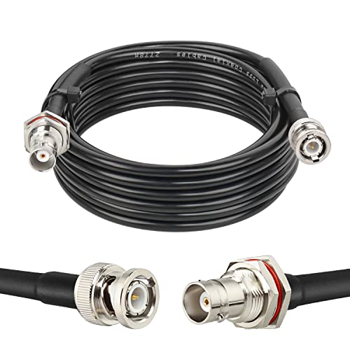 MOOKEERF BNC Cable - 50 ohm RG58 15FT BNC Male to Female Coax Cable Bulkhead Low Loss Antenna Extension Cable for CB Radio/VHF Ham Radio/Wireless Microphone/Antenna/CCTV/Amateur Radio etc. - size: 15FT