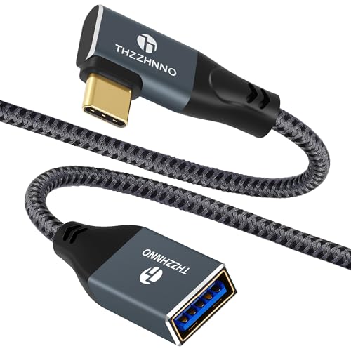 USB C to USB Female Cable 1.6FT, USB 3.0 Female to USB C Male Left or Right 90 Degree Angle OTG Cable,Compatible with MacBook Pro, LG G6 G5 V20