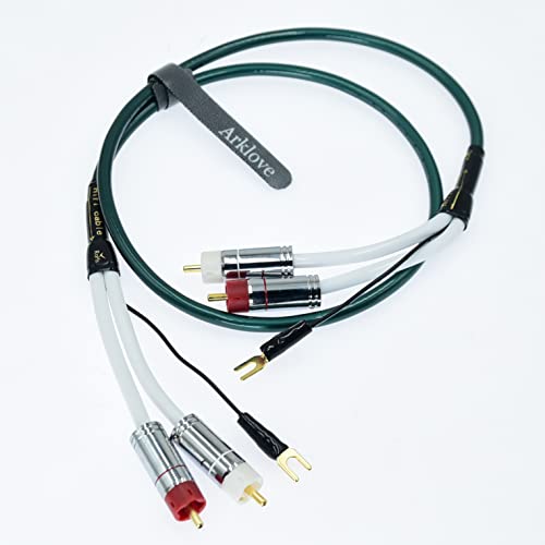 5ft Ultra Low Noise Double Audio 2 rca to rca male Cable balance Ground Wire of turntable Independent Shield-rcaed Signal Line Preamp LP Vinyl Record Player Amplifier Chassis Gold-rca Plated Connector