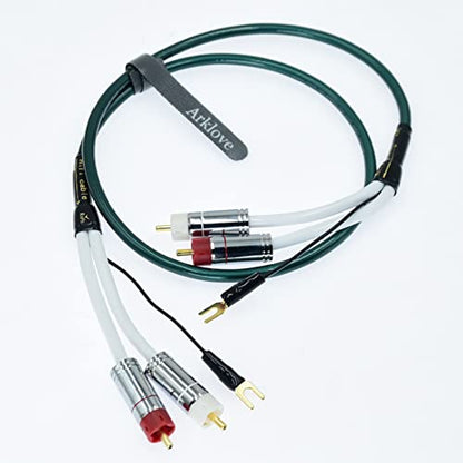 5ft Ultra Low Noise Double Audio 2 rca to rca male Cable balance Ground Wire of turntable Independent Shield-rcaed Signal Line Preamp LP Vinyl Record Player Amplifier Chassis Gold-rca Plated Connector