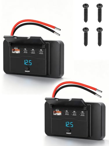 12V USB Outlet RV Wall Mount Panel: 40W 4 Ports USB Socket Car Charger 2PCS