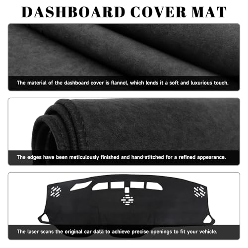 Black Dashboard Dash Board Cover Mat Carpet for Chevy Traverse 2018-2023 Accessories Dash Cover Flannel Material Dash Mat Sunshade - size: for Chevy 2018-2023 Traverse