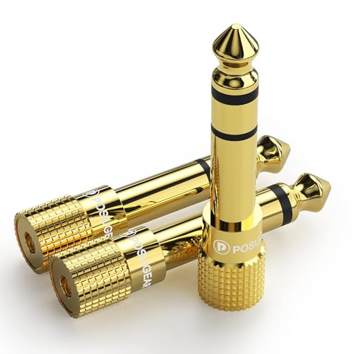 POSUGEAR 6.35mm 1/4 Male to 3.5mm 1/8 Female Headphone Jack Adapter 3 Pack - size: 3 PACK