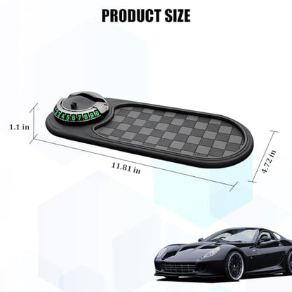 HZEL Car Dash Anti-Slip Pad, 3 in 1 Rotating Vehicle Dashboard Mat with Temporary Parking Number, Anti-Shake Auto Phone Sunglasses Keys Holder Organizer Pad, Universal Fit (Black/Gray) - color: Black/Gray