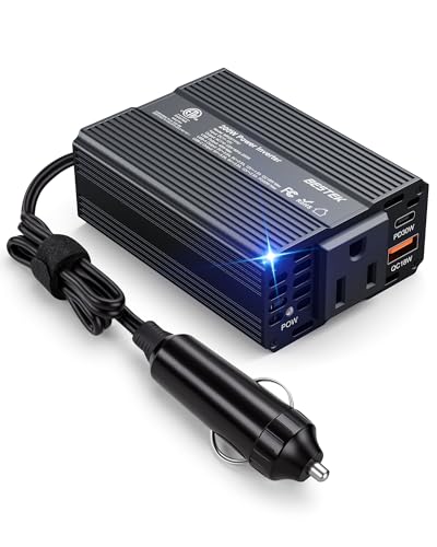 Bestek 200W Car Power Inverter 12V to 110V Cigarette Lighter Adapter - color: Black
