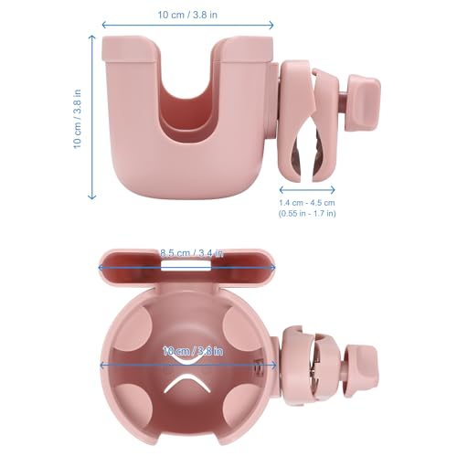 Accmor Stroller Cup Holder with Phone Holder, Bike Cup Holder, Universal Cup Holder for Uppababy Nuna Strollers, 2-in-1 Drinks Holder for Walker, Wheelchair, Scooter - color: All Light Pink & All Light Pink