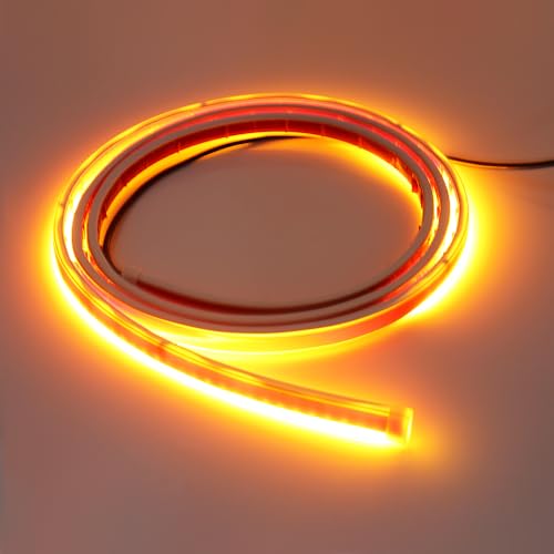 Flexible 59 Inch LED Strip Lights - Waterproof Car Hood Daytime Running Light Strip with Turn Signal for Trucks, Cars (White) - color: yellow/white, size: 59 Inch