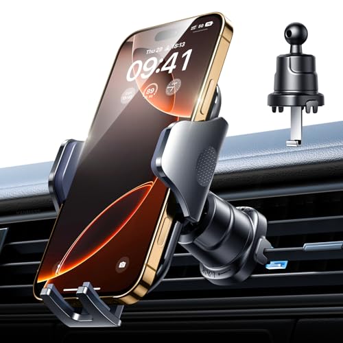 VANMASS 2026 Phone Holders for Your Car Ultimate Military-Grade Car Phone Holder Mount【Patent & Safety Certs】Upgraded Shockproof Truck Air Vent Phone Mount for iPhone 17 Pro Max 16 15 Samsung Android - color: Black