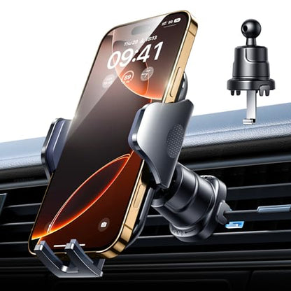 VANMASS 2026 Phone Holders for Your Car Ultimate Military-Grade Car Phone Holder Mount【Patent & Safety Certs】Upgraded Shockproof Truck Air Vent Phone Mount for iPhone 17 Pro Max 16 15 Samsung Android - color: Black