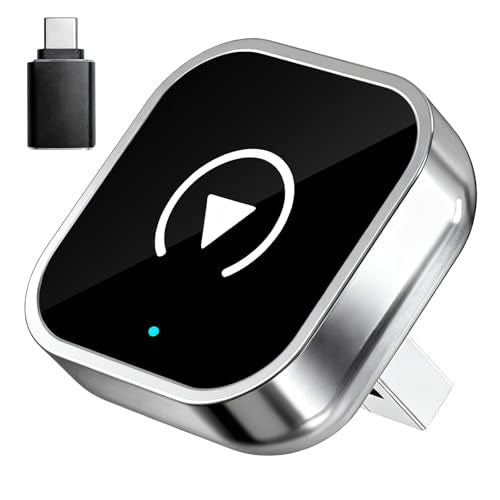 Wireless CarPlay and Android Auto Adapter, Ultra-Compact Aluminum Design with Dual-Band Technology, USB-C/USB-A Compatible for Wired CarPlay Vehicles