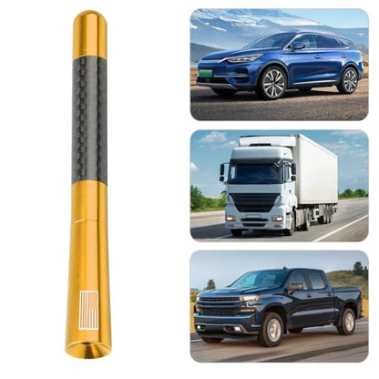 BESULEN 4.7 Inch Car Short Antenna, American Flag Design, Gold - color: Gold, size: 4.7 Inch