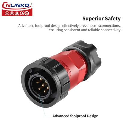 CNLINKO YM-20 7 PIN Waterproof Connector, IP68 Circular Connector, Quick Plugging Aviation Connector, PBT Plastic Shell Solder Connector M20 Male -Female Flange Socket (7 PIN) - size: 7-Pin, style: Solder-Assembly