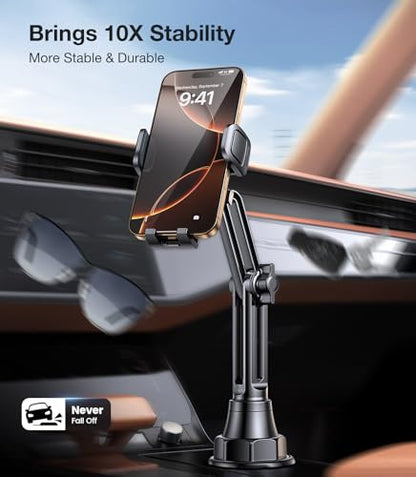 Coolpow Cup Holder Phone Holder for Car Phone Holder Cup Holder Phone Mount【Ultra Stable & Never Shake】Phone Holders for Your Car Cupholder Cell Phone Car Mount for iPhone 17 16 All 4"-7" Smartphones