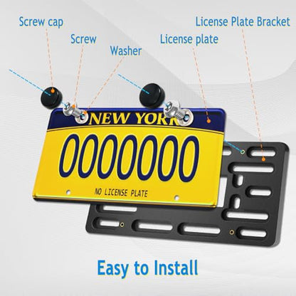 Aootf Front License Plate Bracket Holder, Bumper License Plate Mounting Kit - color: Black Bracket