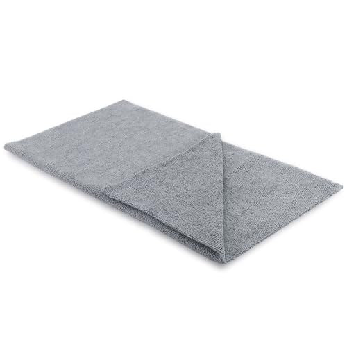 SPTA Microfiber Cleaning Cloth, Car Wash Towels, Terry Streak Free Reusable and Washable Premium Microfiber Towels for Cars, Pack of 12, 16"x16", Grey-MT041
