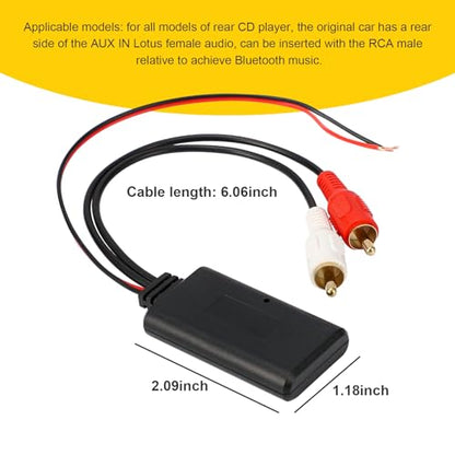 Dickno Car Wireless Bluetooth Cable Adapter, Universal Automotive Wireless Radio Stereo Connector with 2 RCA AUX Audio, Car Bluetooth 5.0 Module Music Receiver Fit Most Vehicles