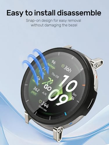Case for Amazfit Active 3 Premium GPS Running Smart Watch, ZBAGUG with Tempered Glass Screen Protector, Ultra - Thin Hard PC Full Protective Face Cover Bumper for Active 3 Premium Watch. Black