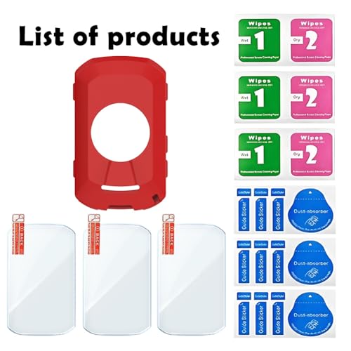 Screen Protector for Garmin Edge 850/Edge 550 GPS and Silicone Case Cover - color: red