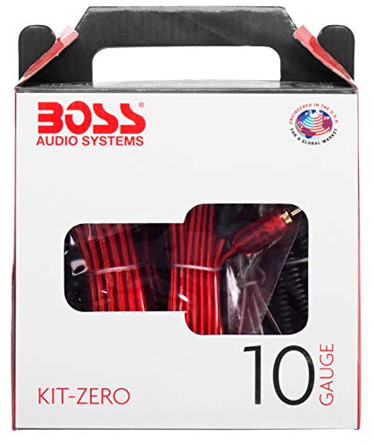 BOSS Audio Systems KIT-ZERO 10 Gauge Car Amplifier Install Wiring Kit - Makes Connections and Brings Power to Your Radio, Subwoofers and Speakers - style: 10 Gauge