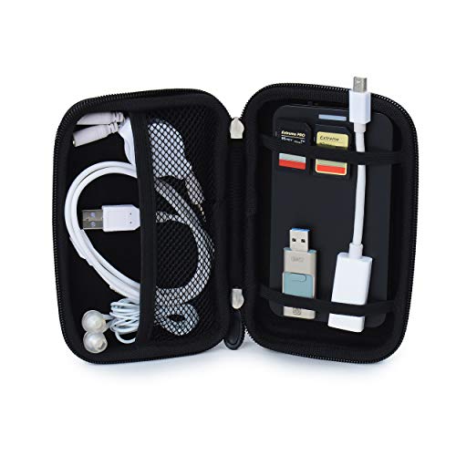 Universal Nylon Carrying Case for GPS, Small Camera, Chargers, Earbuds – Travel Pouch for Accessories, Fits Devices Up to 5.2 Inches, Black