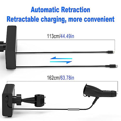 Multi Car Retractable Backseat Car Charger 5 in 1 Car Charging Station Box for iPhone/Samsung, 60W Cigarette Lighter Adapter Uber Taxi Lyft Turo Share Ride Customer Charging Dock Attach to Headrest