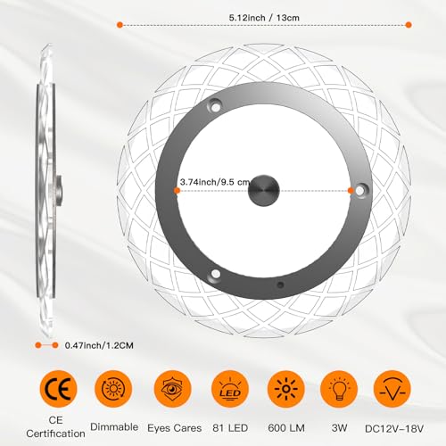 BlueFire RV Interior Light, 600LM LED Ceiling Dome Light with Remote - color: 5 Pack