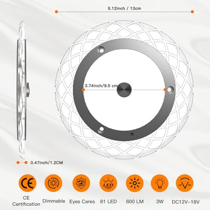 BlueFire RV Interior Light, 600LM LED Ceiling Dome Light with Remote - color: 5 Pack