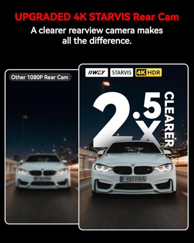 IIWEY 4K+4K Dash Cam Front and Rear, Dual STARVIS Sensor, 5G WiFi-6 (up to 20MB/s) with App, 128G SD Card Included, GPS, Dash Camera for Cars with 24/7 Parking Mode, 3.18 Inch IPS, 170° Wide Angle