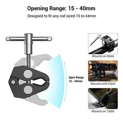 SMALLRIG Super Clamp w/ 1/4" and 3/8" Thread and 5.8 Inches Adjustable Friction Power Articulating Magic Arm with 1/4" Thread Screw for LCD Monitor/LED Lights - KBUM2730 (Pack of 2) - size: 5.8''+arm only (Pack of 2)