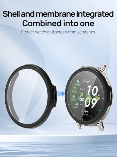 Case for Amazfit Active 3 Premium GPS Running Smart Watch, ZBAGUG with Tempered Glass Screen Protector, Ultra - Thin Hard PC Full Protective Face Cover Bumper for Active 3 Premium Watch. Black