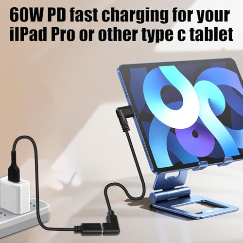 GINTOOYUN USB C Extension Cable, Right Angle Male to Female, 0.3m, Black, Supports PD60W Fast Charging, Compatible with Laptops, Tablets, Mobile Phones