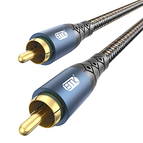 EMK Subwoofer Cable RCA to RCA Audio Cable 24K Gold-Plated Nylon Braided Double Shielded Digital Analogue Supports Amplifiers,Home Theater,Hi-Fi Systems,Subwoofer(6.6ft/2m) - size: 6.6ft/2m, style: RCA to RCA