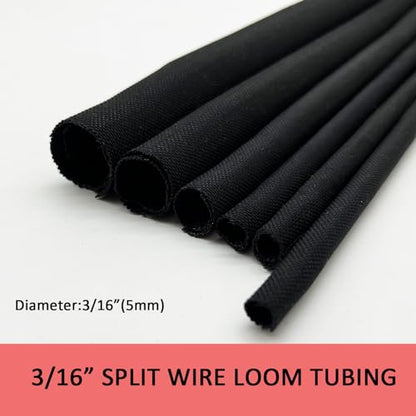 Braided Split Wire Loom Black Wire Cover Protective Harness Tubing Cable Management Self Wrap Cord Sleeve Mesh Woven 3/16"-16ft - size: 3/16"-16ft