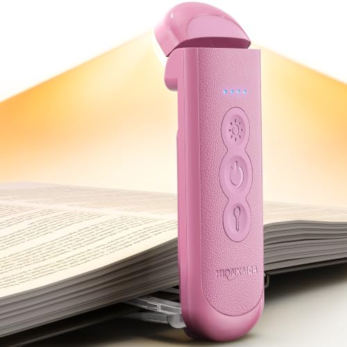 HIONXMGA Rechargeable Book Light,Clip-On Reading Light for Books in Bed - color: Pink