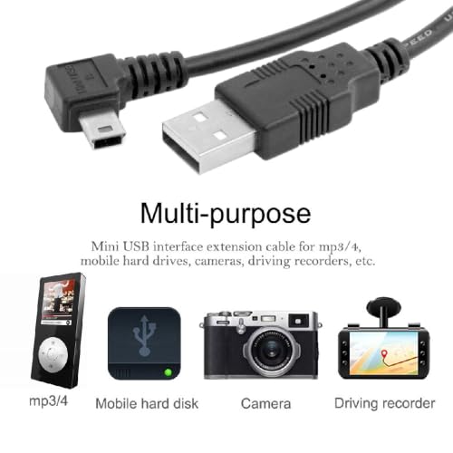 cablecc Mini USB B Type 5pin Male Left Angled 90 Degree to USB 2.0 Male Power Data Cable 1.8M - style: Left Angled 1.8M