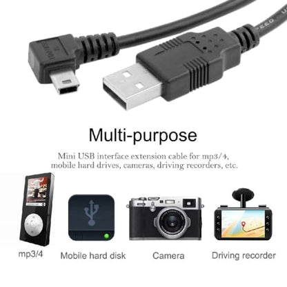 cablecc Mini USB B Type 5pin Male Left Angled 90 Degree to USB 2.0 Male Power Data Cable 1.8M - style: Left Angled 1.8M