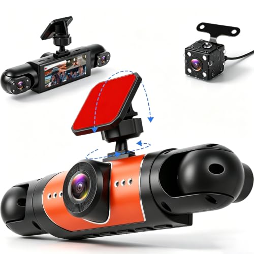 Dash Cam 3.16 Inch 1080P 4 Channel Dash Camera for Cars with 360 Degree Protection Loop Recording Reverse Help Driving Exposure Compensation Motion Detection Easy Installation - color: P2
