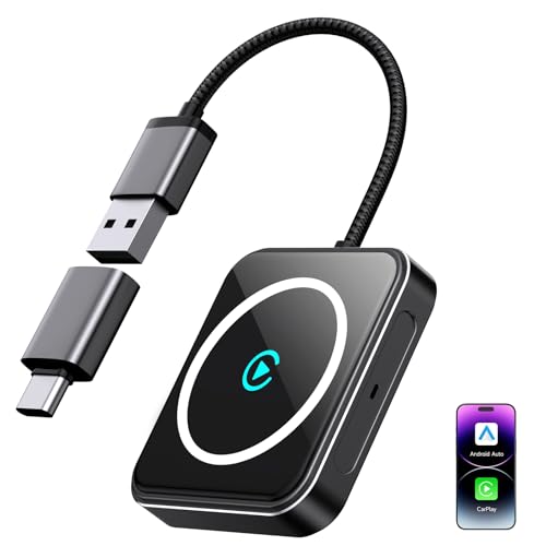 Wireless CarPlay and Android Auto Adapter, USB-A/C, 2-in-1 Compact Auto Kit