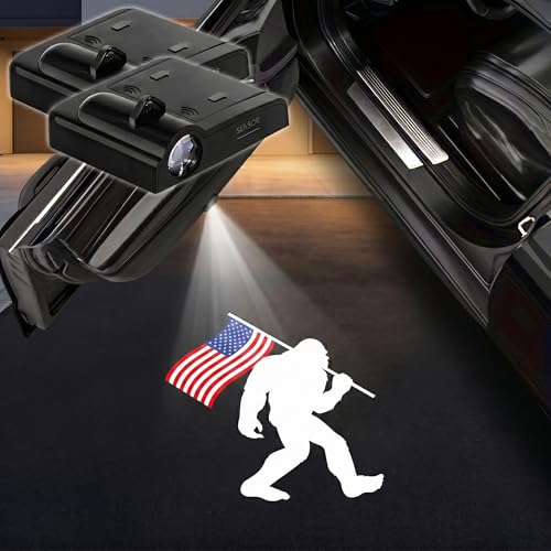 2Pcs Car Door Lights Projector,Compatible with Flag Bigfoot Welcome Lamp - color: Patriotic Compatible with Bigfoot