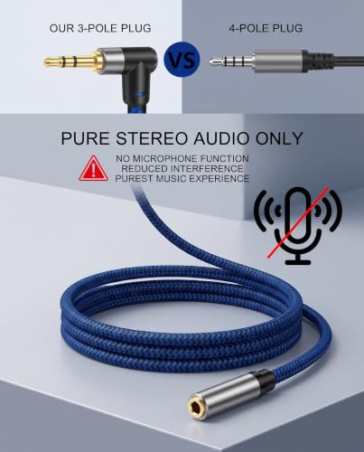 3.5mm Male to Female Extension Stereo Audio Extension Cable 15FT, Cotton-Braided Audio Extension Cable, Stereo Jack Cord for Phones, Headphones, Speakers, Tablets, PCs and More - size: 15FT