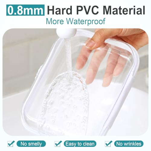 Sanwuta 6 Clear Hard Zipper Case, White, 7.09 x 5.12 x 2 Inch - color: White, size: 7.09 x 5.12 x 2 Inch
