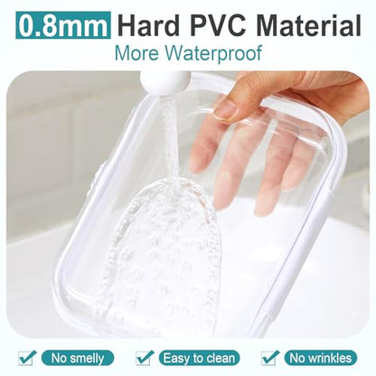 Sanwuta 6 Clear Hard Zipper Case, White, 7.09 x 5.12 x 2 Inch - color: White, size: 7.09 x 5.12 x 2 Inch