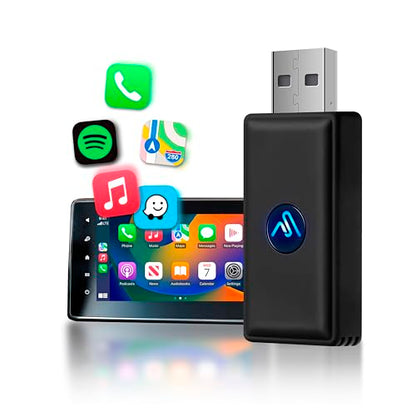 Wireless Carplay Adapter - Converts Wired to Wireless Carplay Dongle Plug & Play - Fit Cars 2015 or Newer with Factory Wired CarPlay - Micro Edition Black Matt (Rubber Finish) - style: Rubber finish