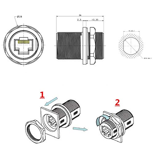 5PCS Panel Mount Shielded RJ45 Waterproof CAT6 Ethernet Connector - size: 5 Pieces CAT6