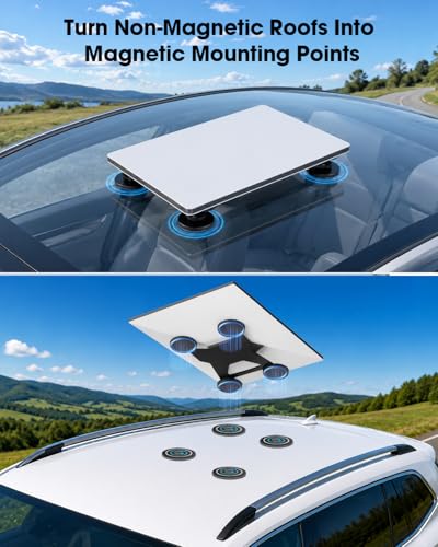 5-Pack Adhesive Magnetic Mount Plates for Starlink Mini & Gen 3 Magnetic Mounts, Magnetic Base Pads for Car Truck SUV Aluminum/Glass Cab Roof, Peel-and-Stick Non-Magnetic Roof Mounting Helper