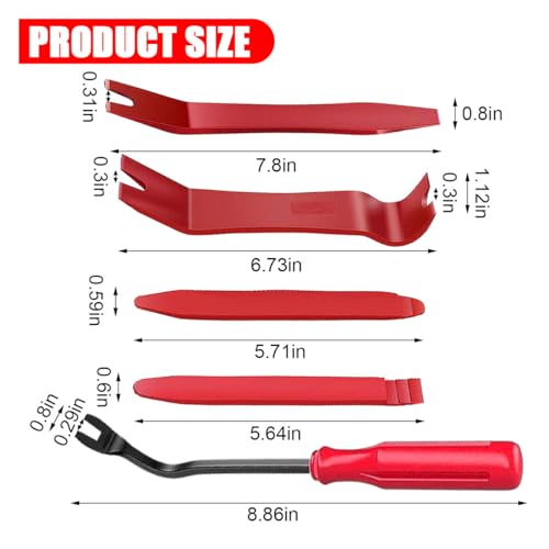 JOYCOURT 5PCS Auto Clip Pliers Set and Fastener Remover, No Scratch Automotive Door Panel Removal Tool, Car Trim Rivet Pry Tool Repair Kit for Vehicle Dash Audio Radio Installer - color: Red
