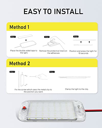 MERTTURM Dome Light for RV Interior, 48LED 800LM Ultra Bright 12 Volt LED White Lights, RV Ceiling Light with Switch Control, Ideal for Car Van Truck Camper Lorry Motorhome Boat(6 Pack) - size: 48LED-6 PACK